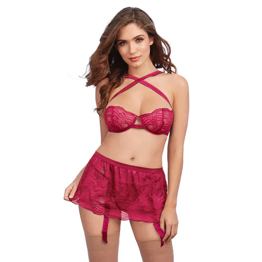 Demi Bra &amp; Panty with Removable Skirt - One Size